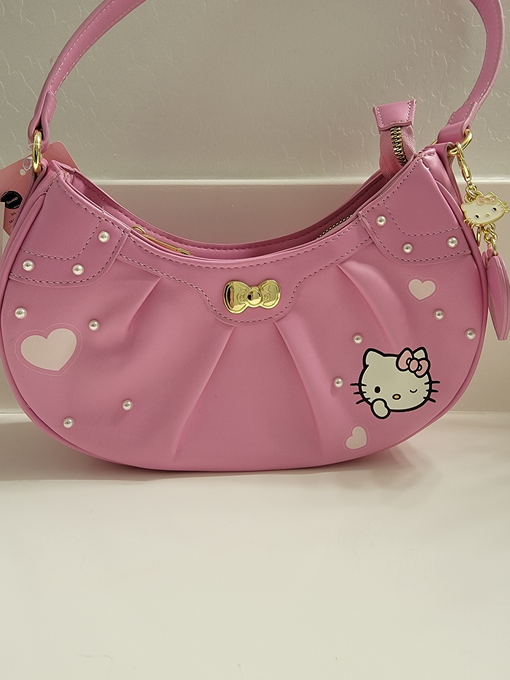 Hot Topic Pink Hello Kitty Heart Satchel with Gold Accents